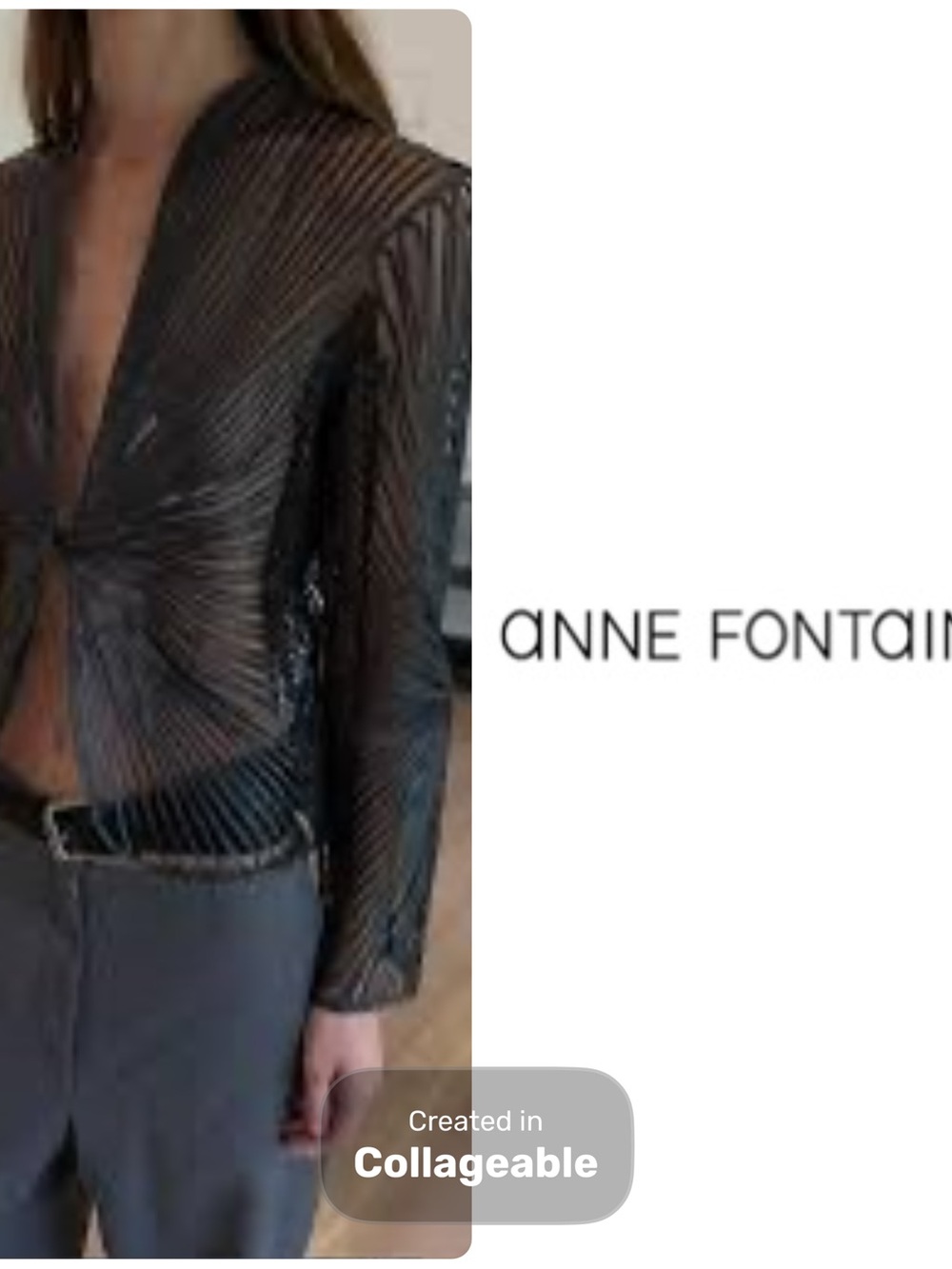 ‼️WOW‼️Anne Fontaine Paris Black Sheer Twist-Front Long Sleeve jacket/blouse
